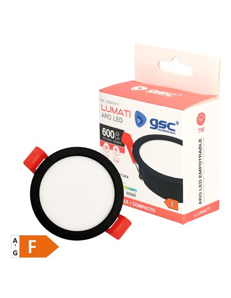 Aro redondo empotrable compacto LED Lumati 7W 3000 - 4000 - 6000K Negro
