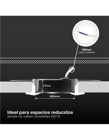 Aro redondo empotrable compacto LED Lumati 7W 3000 - 4000 - 6000K Negro
