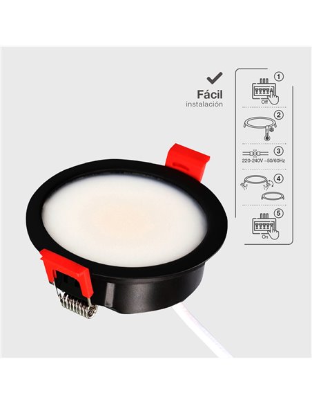 Aro redondo empotrable compacto LED Lumati 7W 3000 - 4000 - 6000K Negro