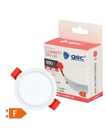 Aro redondo empotrable compacto LED Lumati 7W 3000 - 4000 - 6000K Blanco