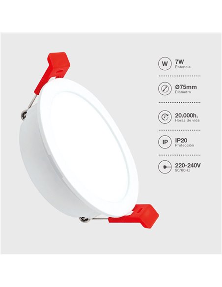 Aro redondo empotrable compacto LED Lumati 7W 3000 - 4000 - 6000K Blanco