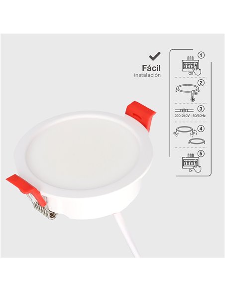 Aro redondo empotrable compacto LED Lumati 7W 3000 - 4000 - 6000K Blanco