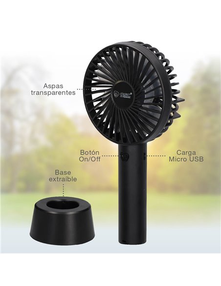 Mini ventilador de mano Balu USB recargable Negro