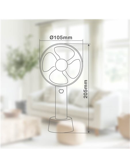 Mini ventilador de mano Balu USB recargable Negro