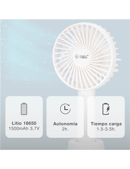Mini ventilador de mano Balu USB recargable Blanco