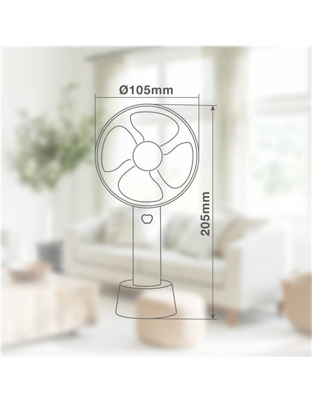 Mini ventilador de mano Balu USB recargable Blanco