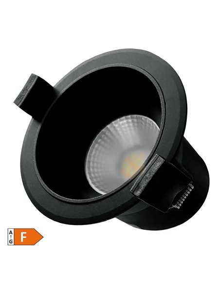 Aro rendondo empotrable LED Mandani 7W 3000-4000-6500K antideslumbramiento Negro