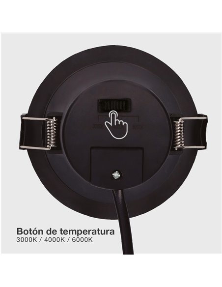 Aro rendondo empotrable LED Mandani 7W 3000-4000-6500K antideslumbramiento Negro