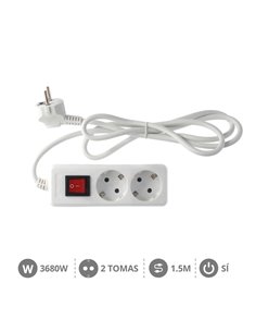 Base múltiple Serie Estándar 2T con interruptor (3x1.5mm) 1,5M Blanco 2