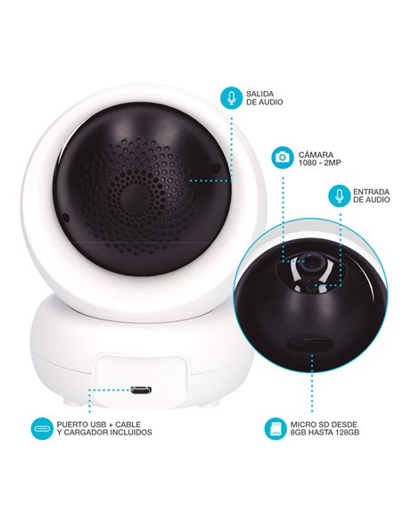 Cámara inteligente Calunda vía wifi 1080P-2MP