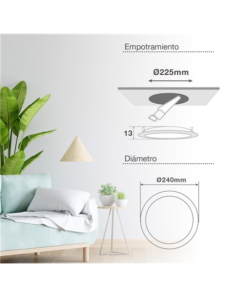 Downlight empotrable LED redondo Lonbo 20W 3000K Blanco