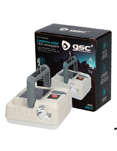 Linterna solar LED recargable 290lm