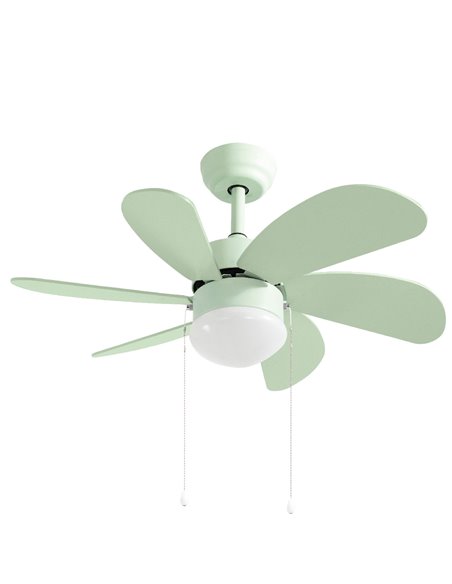 Ventilador techo Larde 2xE27 Ø82 6 aspas DC Verde
