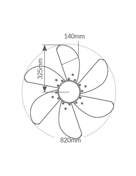 Ventilador techo Larde 2xE27 Ø82 6 aspas DC Verde
