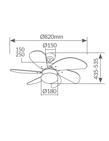 Ventilador techo Larde 2xE27 Ø82 6 aspas DC Verde