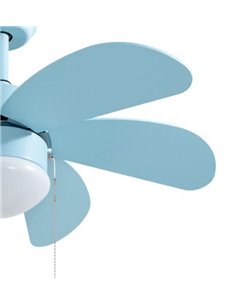 Ventilador techo Larde 2xE27 Ø82 6 aspas DC Azul 2