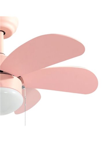 Ventilador techo Larde 2xE27 Ø82 6 aspas DC Rosa