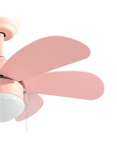 Ventilador techo Larde 2xE27 Ø82 6 aspas DC Rosa