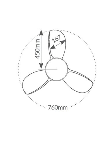 Ventilador de teto Namuno com luz CCT regulável e controle Ø71 3 lâminas DC Preto