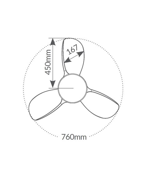 Ventilador techo Namuno con luz CCT regulable y mando Ø71 3 aspas DC Negro