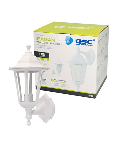 Farol de jardín brazo reversible Serie Bagan E27 IP44 Blanco
