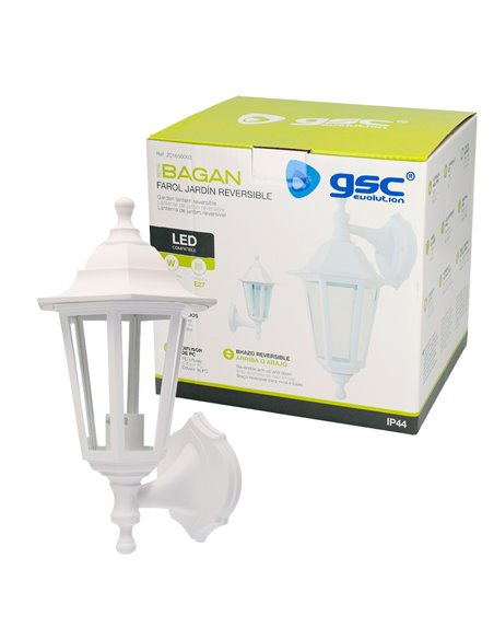 Farol de jardín brazo reversible Serie Bagan E27 IP44 Blanco