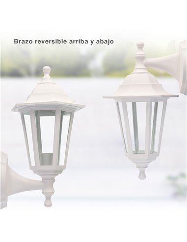 Farol de jardín brazo reversible Serie Bagan E27 IP44 Blanco