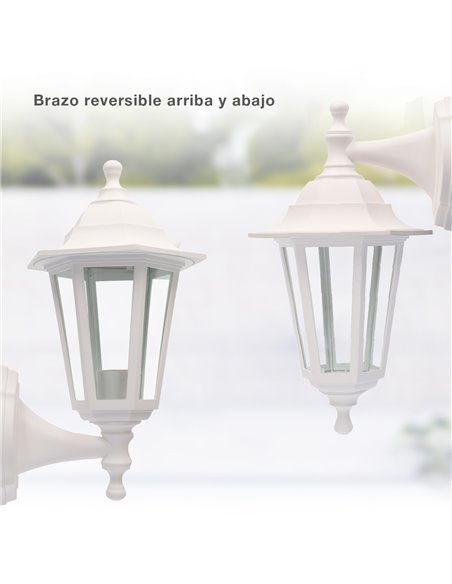 Farol de jardín brazo reversible Serie Bagan E27 IP44 Blanco