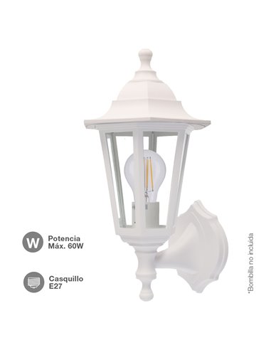 Farol de jardín brazo reversible Serie Bagan E27 IP44 Blanco
