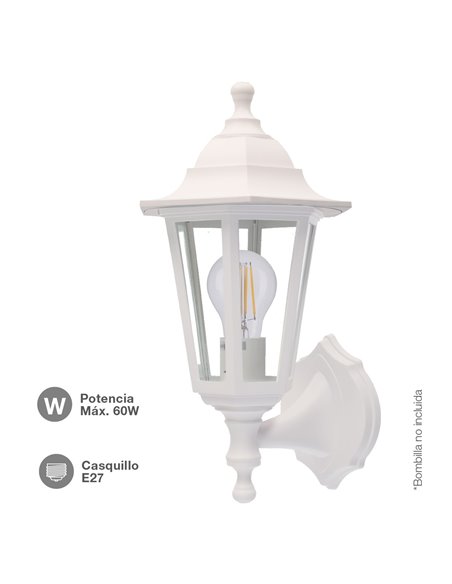 Farol de jardín brazo reversible Serie Bagan E27 IP44 Blanco