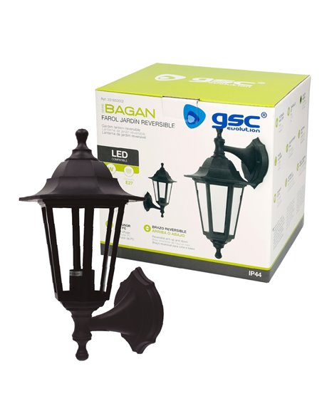 Lanterna de jardim com braço reversível Bagan Série E27 IP44 Preto