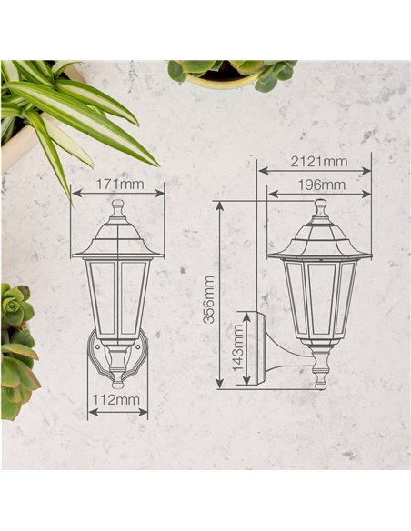Farol de jardín brazo reversible Serie Bagan E27 IP44 Negro