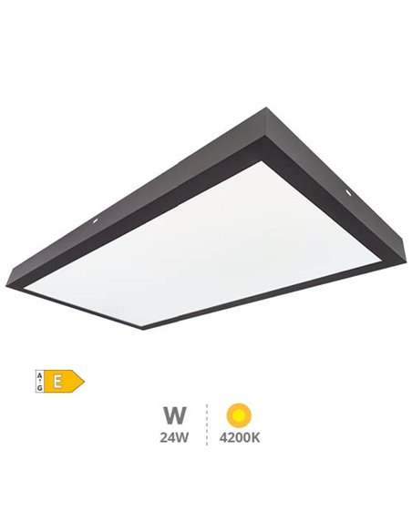 Panel superficie LED rectangular Kisongo 60x30cm 24W 4200K Negro