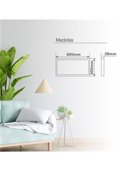 Panel superficie LED rectangular Kisongo 60x30cm 24W 4200K Negro