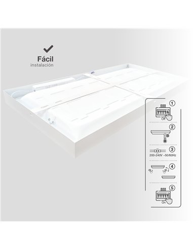Panel superficie LED rectangular Kisongo 90x30cm 36W 6000K Blanco