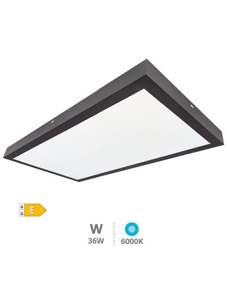 Panel superficie LED rectangular Kisongo 90x30cm 36W 6000K Negro