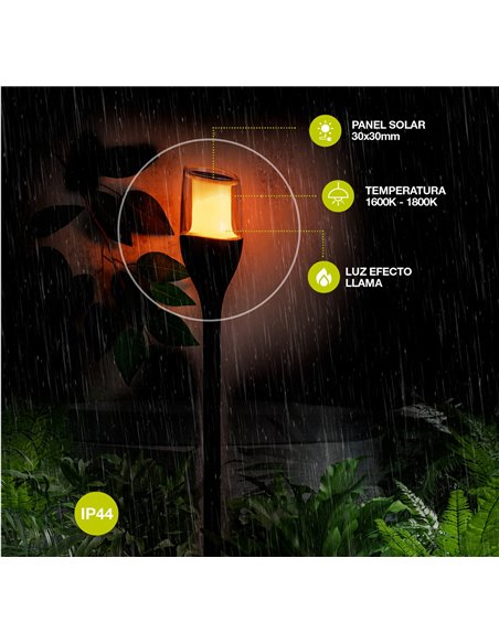 Estaca jardín solar LED Arthar 1600-1800K IP44