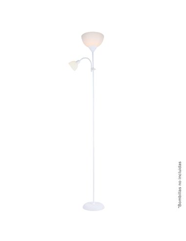 Lámpara de pie Serie Nawis 1760mm E27 con luz de lectura E14 Blanco