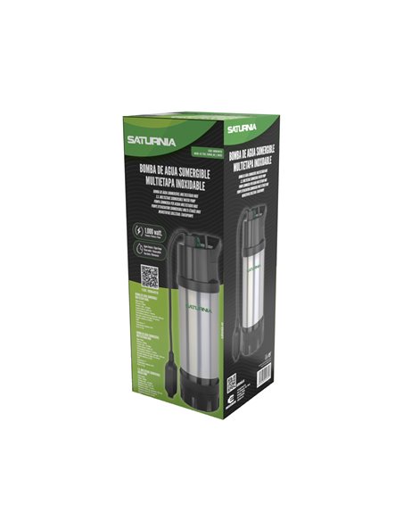 Bomba Aguas Limpias Sumergible Multietapa 1000 W. 5.200 lts/hora, Profundidad 7 Mts, Elevación 35 mts. Presion Max: 3,5 Bares