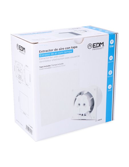 Extractor de aire con tapa blanca 11w ø10cm edm