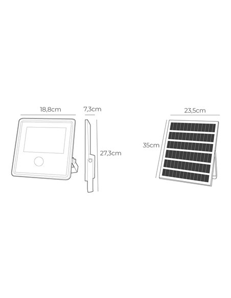 Foco proyector solar con sensor 100w 1.200lm 6.500k edm
