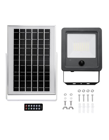 Foco proyector solar con sensor 300w 3.500lm 6.500k edm