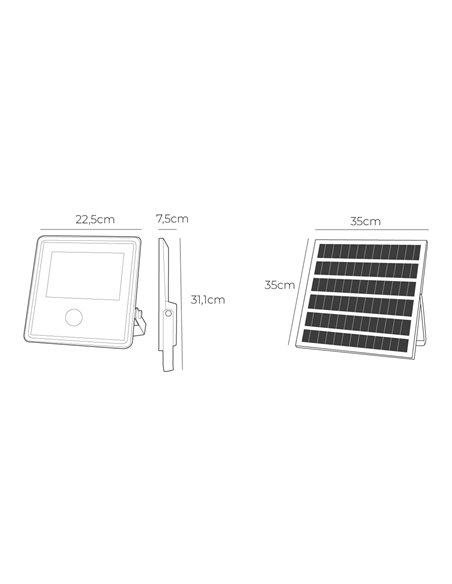 Foco proyector solar con sensor 300w 3.500lm 6.500k edm
