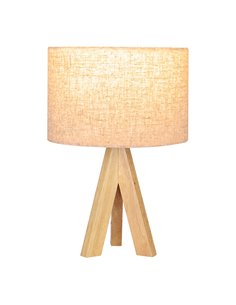 Lámpara mesa e27 madera y tela edm 2