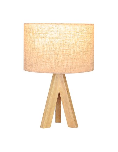 Lámpara mesa e27 madera y tela edm