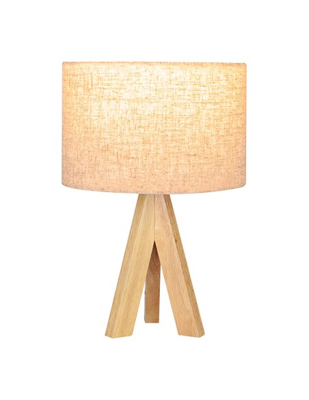 Lámpara mesa e27 madera y tela edm