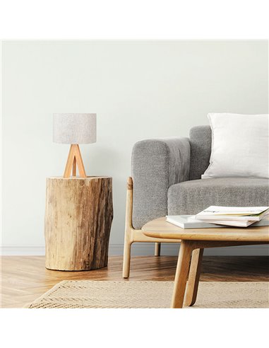 Lámpara mesa e27 madera y tela edm