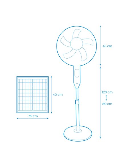 Ventilador de pie solar 25w edm
