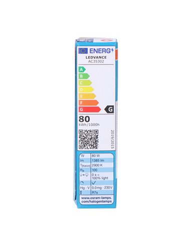 Bombilla halogena lineal 78mm haloline 80w 220v (equ. 100w) osram