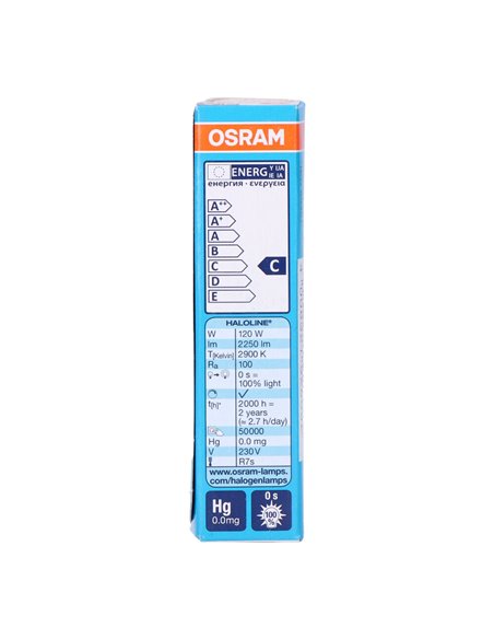 Bombilla halogena lineal 78mm haloline120w 220v (equ. 150w) osram